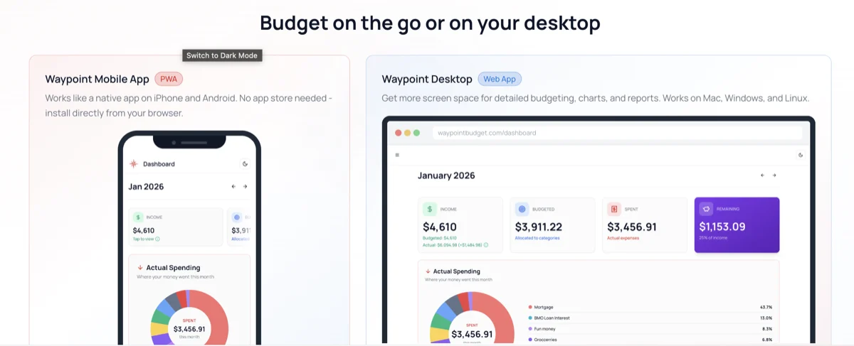 Install Waypoint Budget as an app screenshot