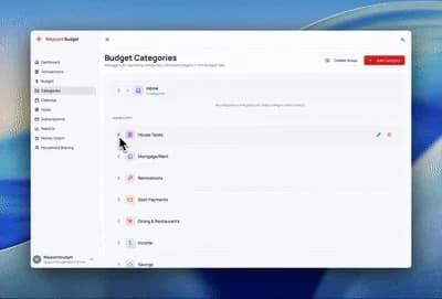 Groups for Budget Categories demo