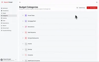 Groups for Budget Categories demo