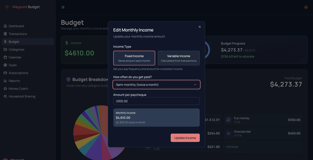 Income Frequency Calculator screenshot