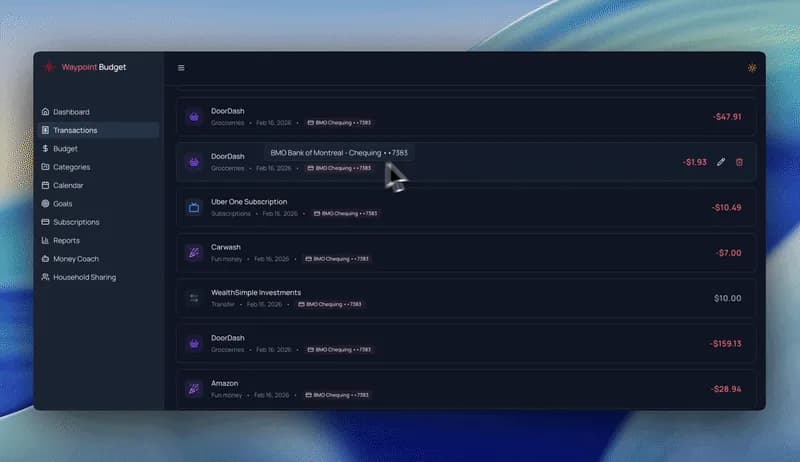 Retroactive Transaction Editing demo
