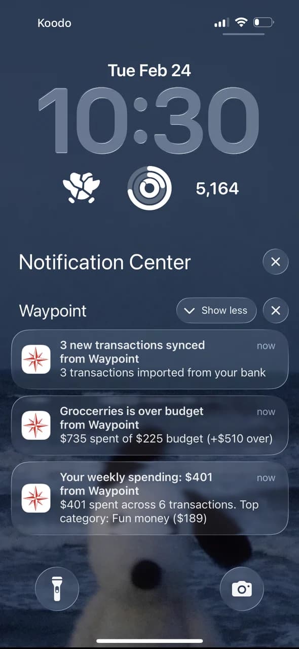 Push notification alerts on a phone
