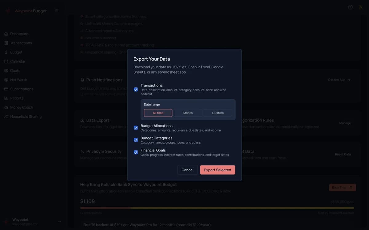 Better Data Export screenshot
