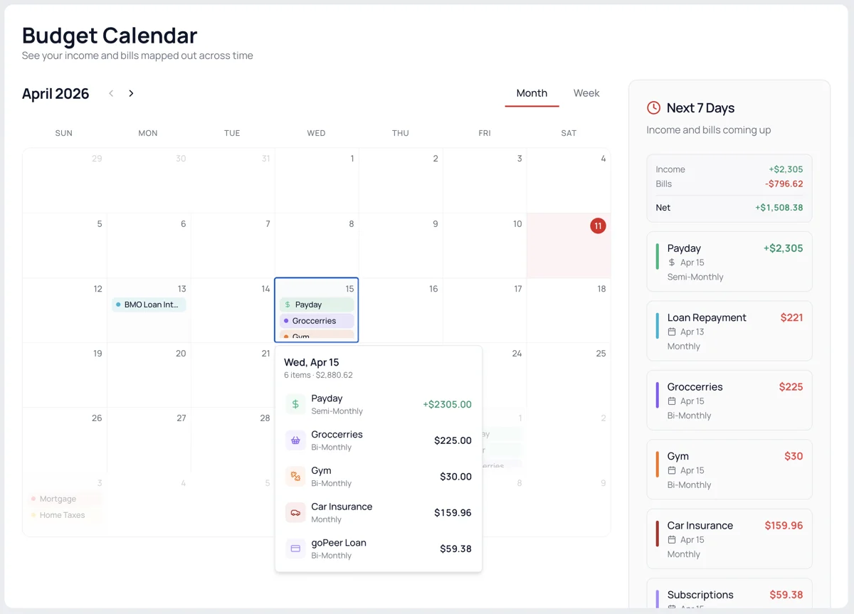 Payday on Your Calendar screenshot