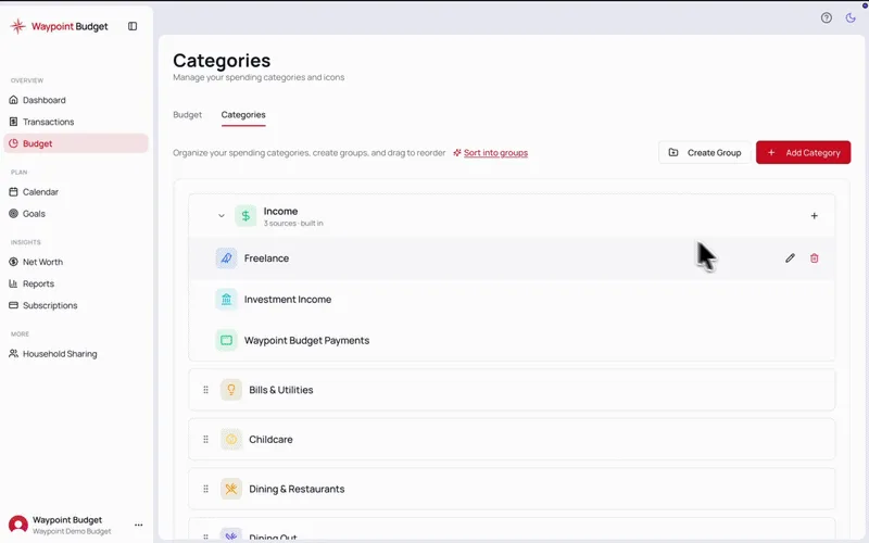 Income Sources demo