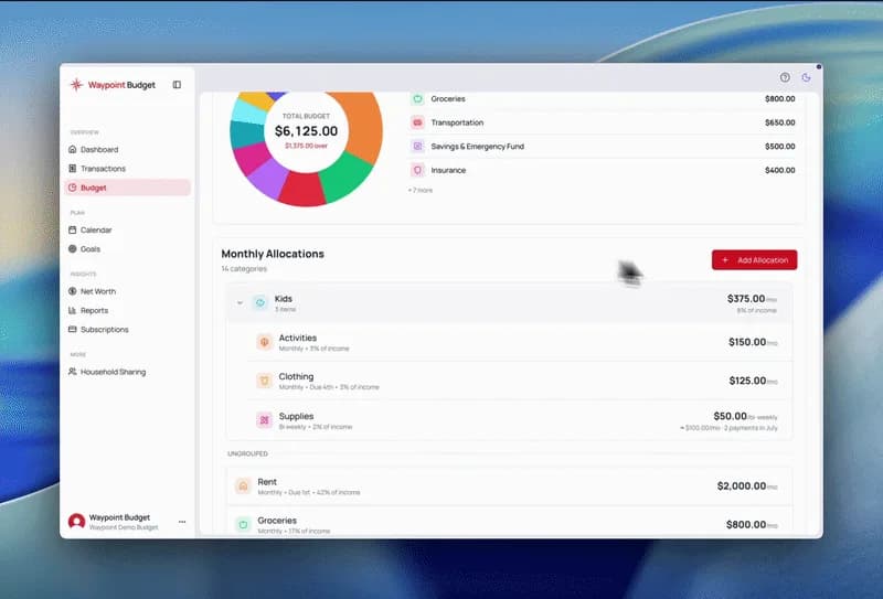 Category Group Budgets demo