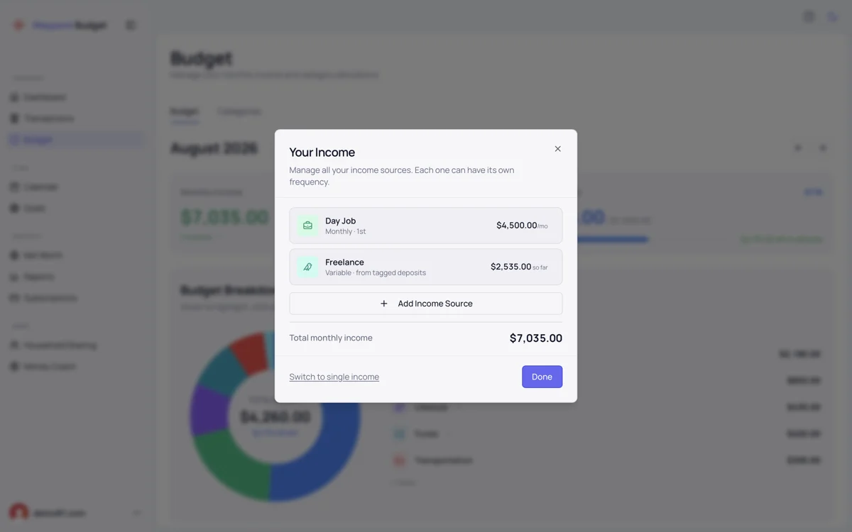 Variable Income Streams screenshot